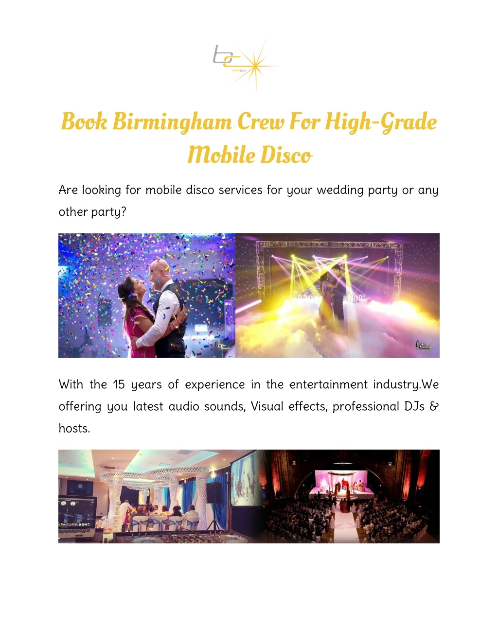 book birmingham crew for high grade mobile disco