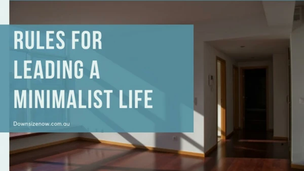 Rules of living a Minimalist Life