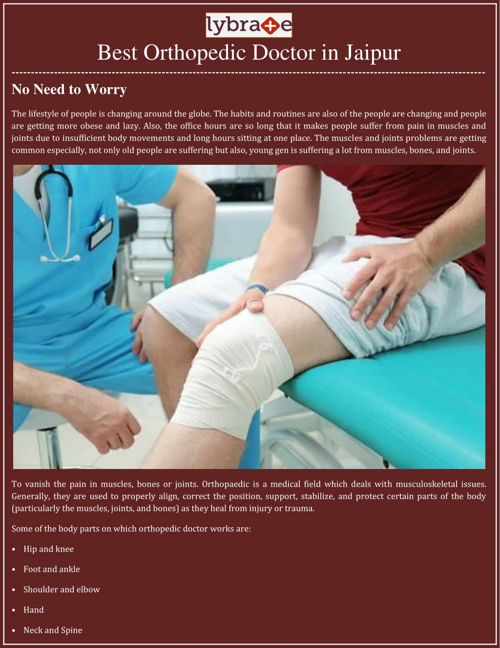 best orthopedic doctor in jaipur no need to worry