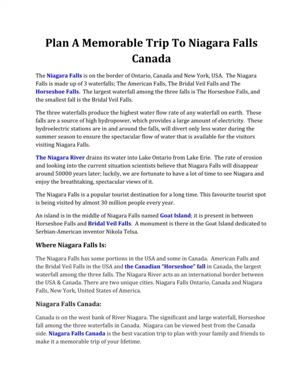 Niagara Falls Canada | Niagara Falls Tour