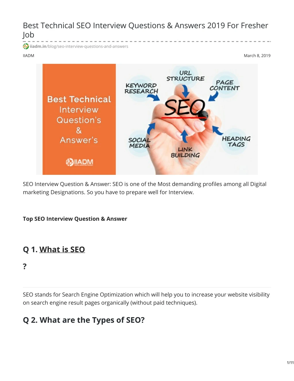 best technical seo interview questions answers