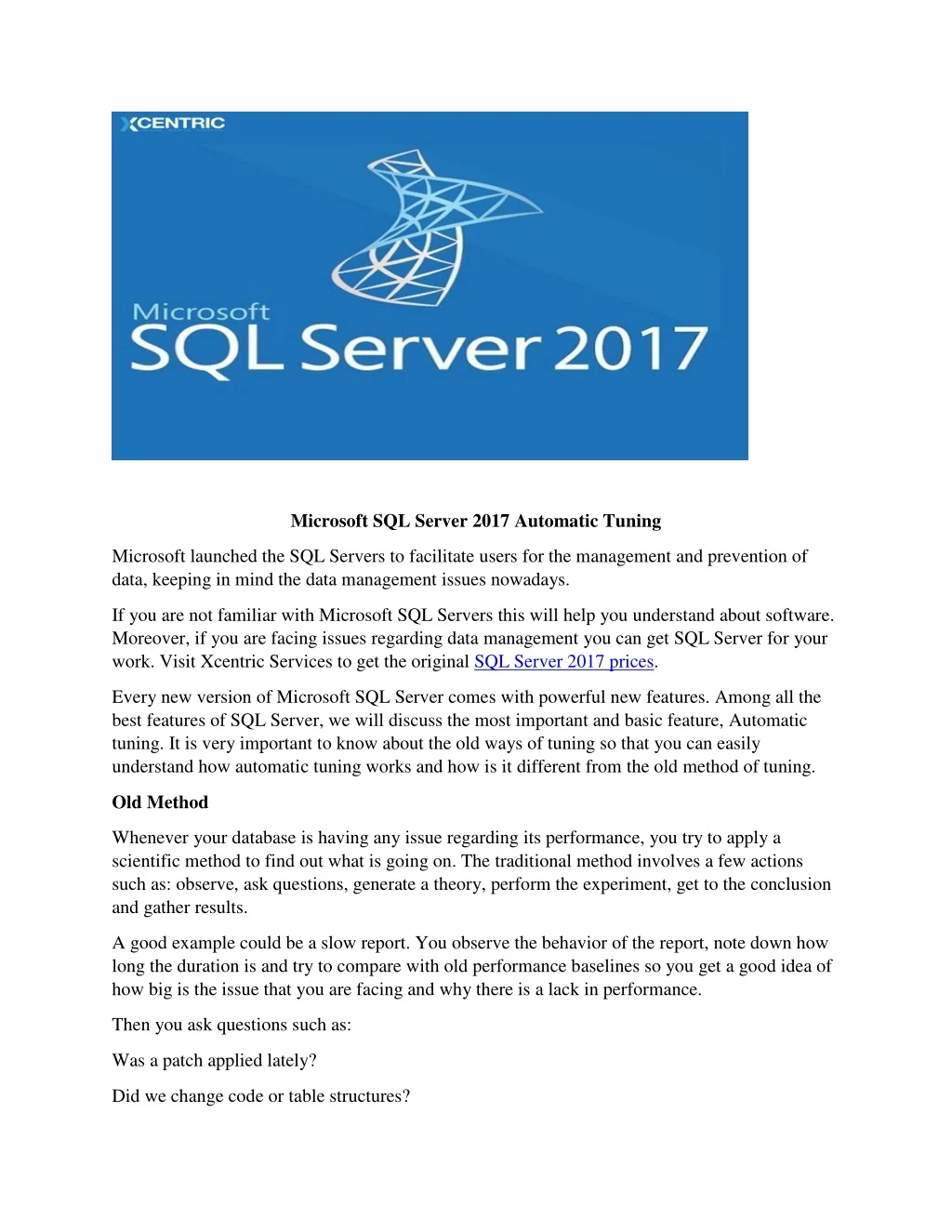 microsoft sql server 2017 automatic tuning