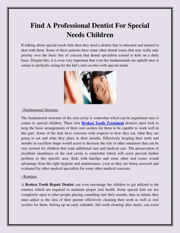 Find A Professional Dentist For Special Needs Children