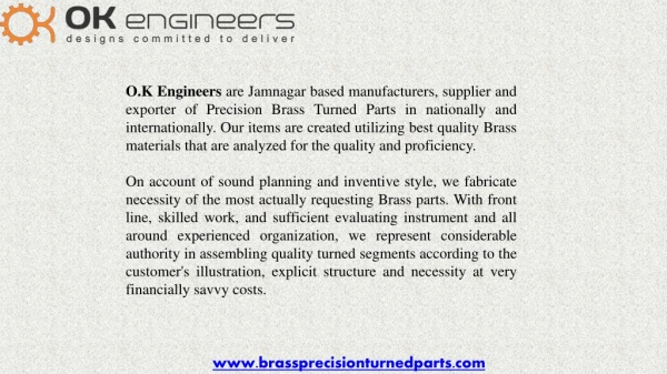 Brass Precision Turned Parts – Precision Brass Parts, Brass Fittings from Jamnagar