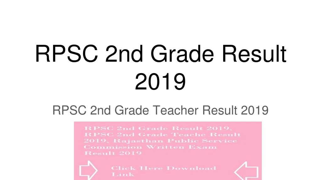 rpsc 2nd grade result 2019