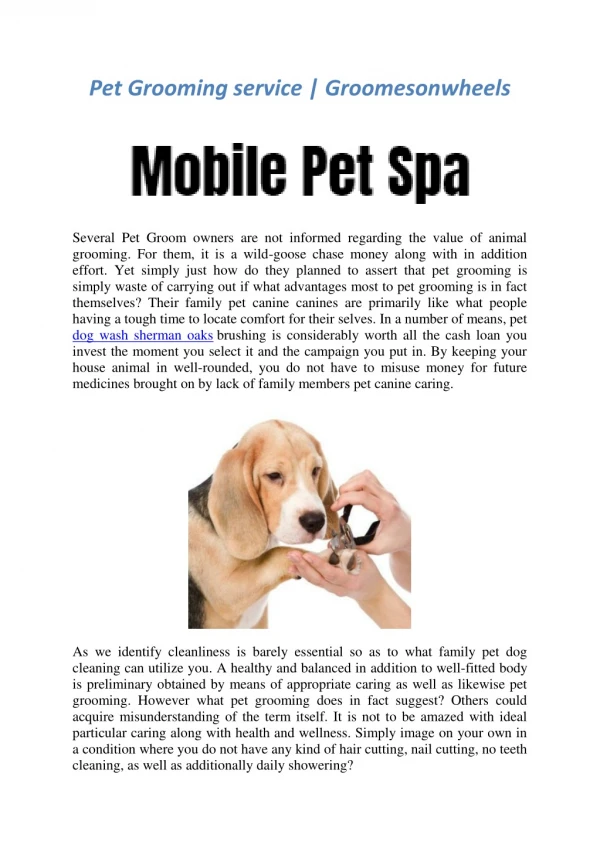Mobile Pet Spa