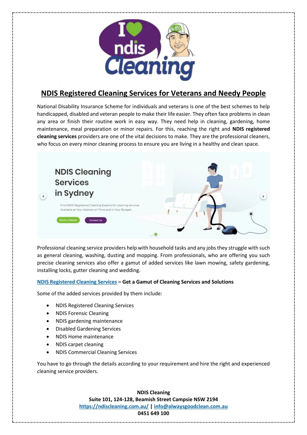 ndis registered cleaning services for veterans