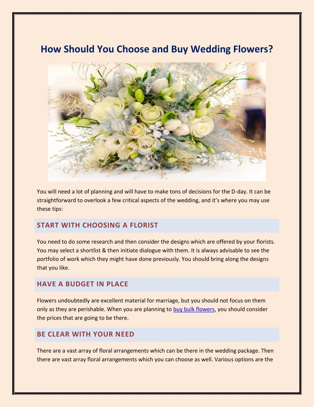 how should you choose and buy wedding flowers