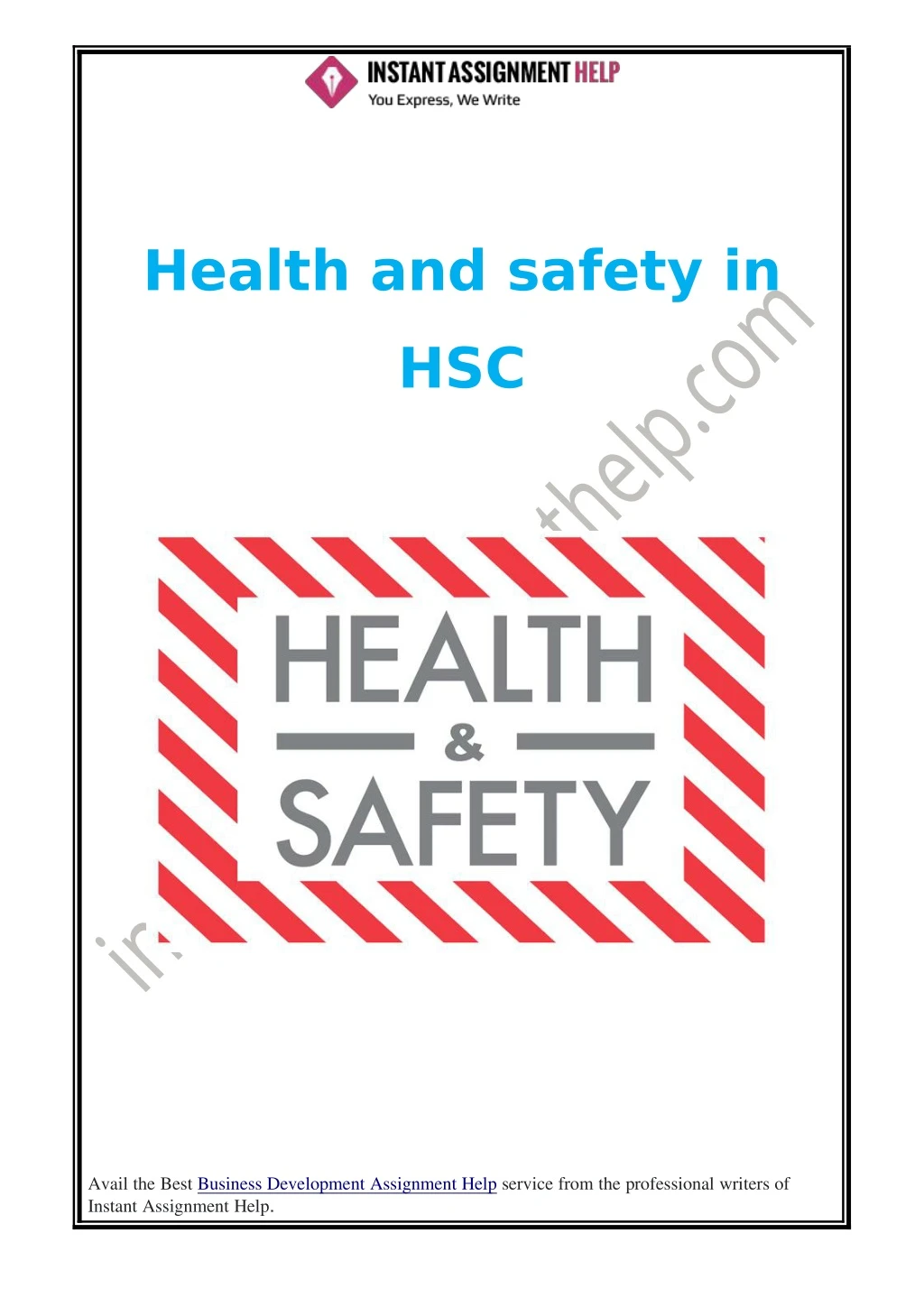 health and safety in