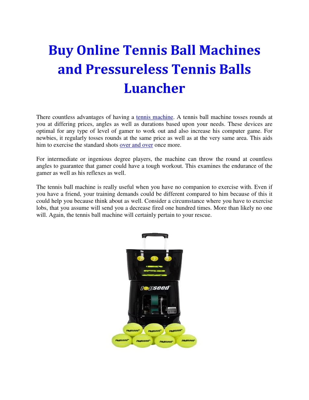 buy online tennis ball machines and pressureless