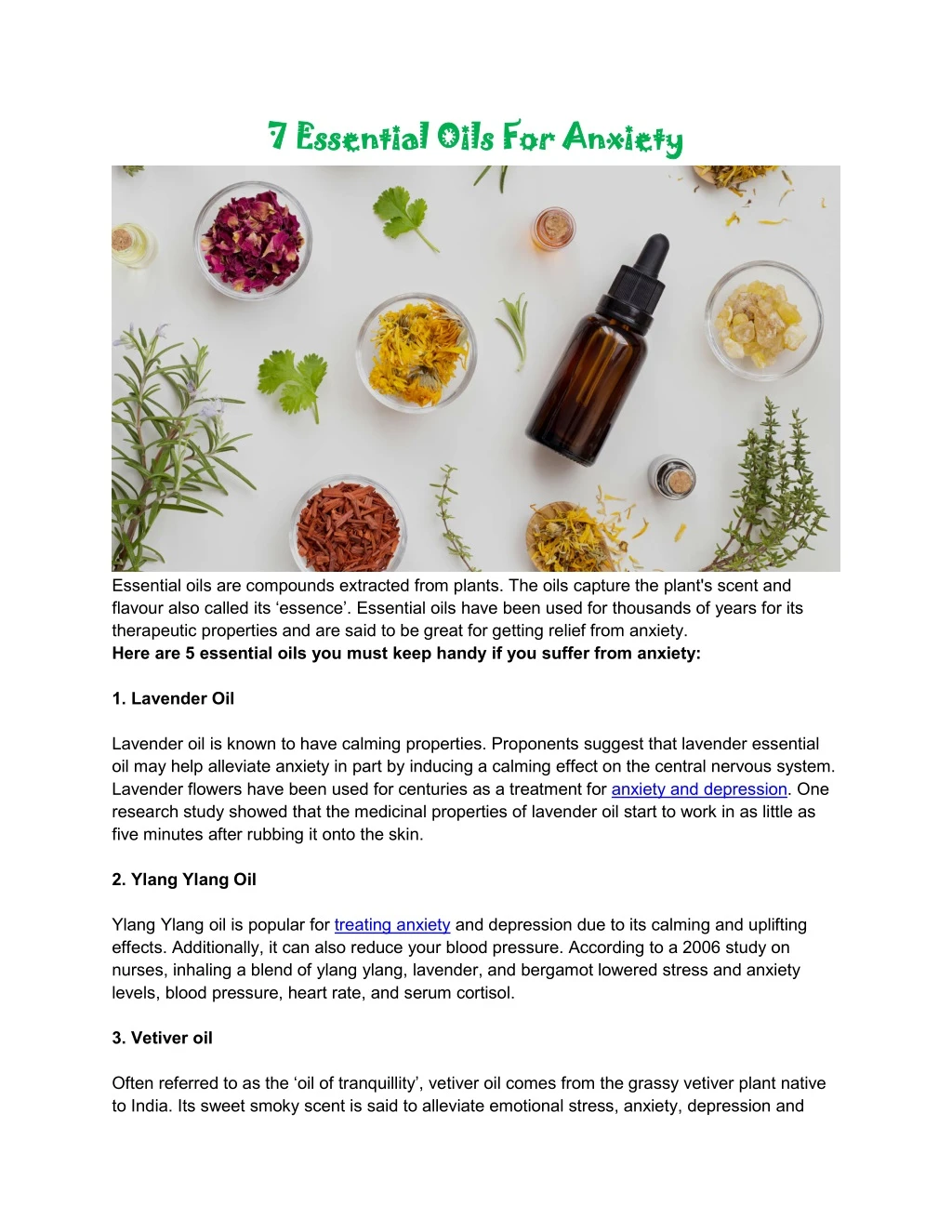 7 essential oils for anxiety