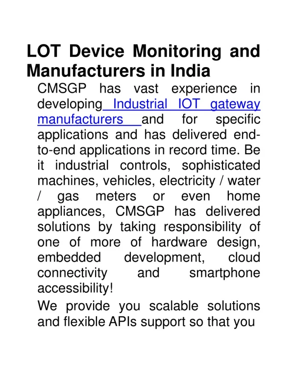 IOT device monitoring in India