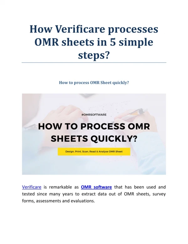How Verificare processes OMR sheets in 5 simple steps