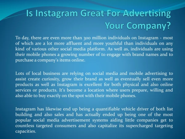 Is Instagram Great For Advertising Your Company