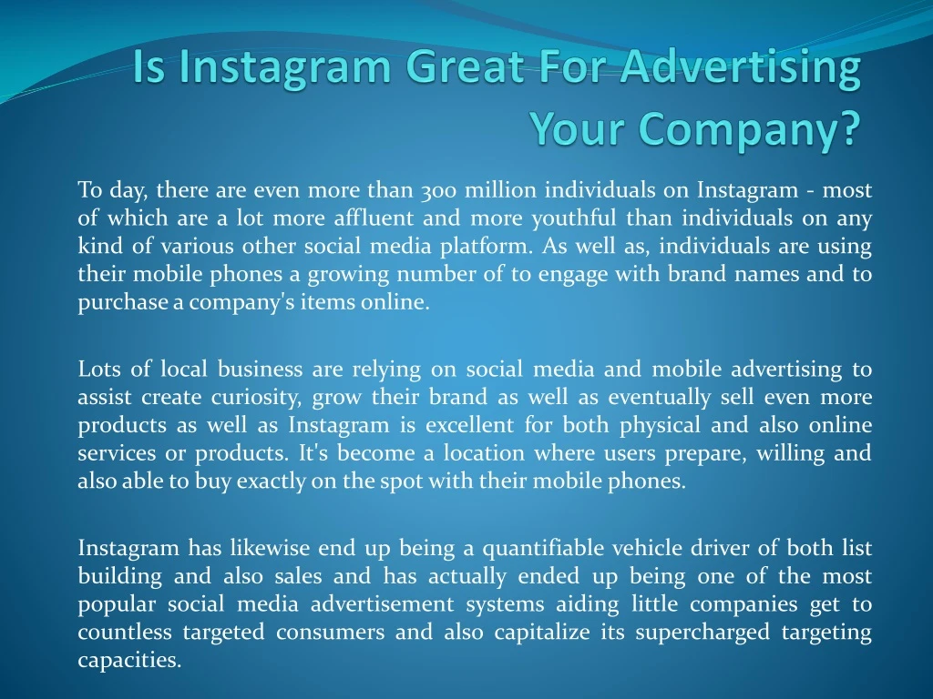 is instagram great for advertising your company