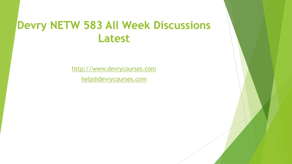 devry netw 583 all week discussions latest