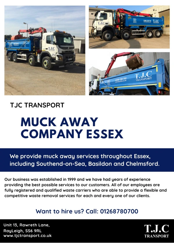 Muck Away Company in Essex- TJC Transport