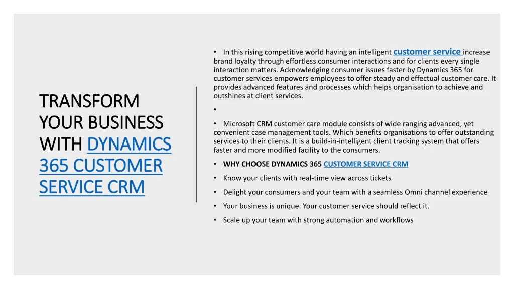 transform your business with dynamics 365 customer service crm