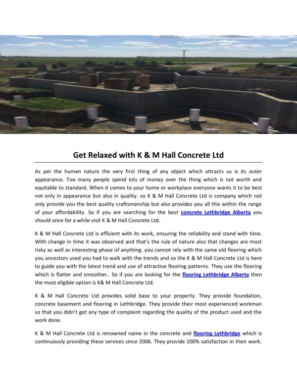 Get Relaxed with K & M Hall Concrete Ltd