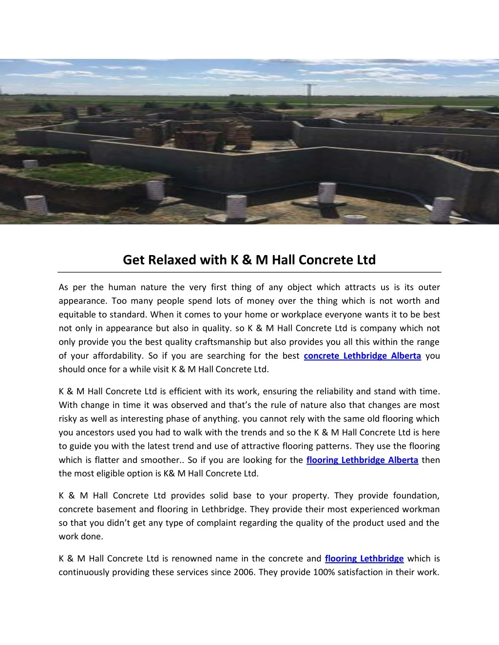 get relaxed with k m hall concrete ltd