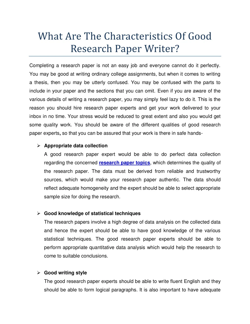 what are the characteristics of good research