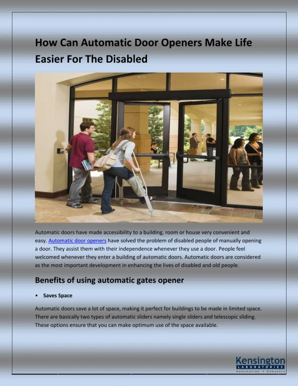 How Can Automatic Door Openers Make Life Easier For The Disabled