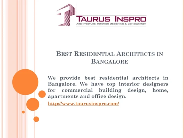 Best Residential Architects in Bangalore