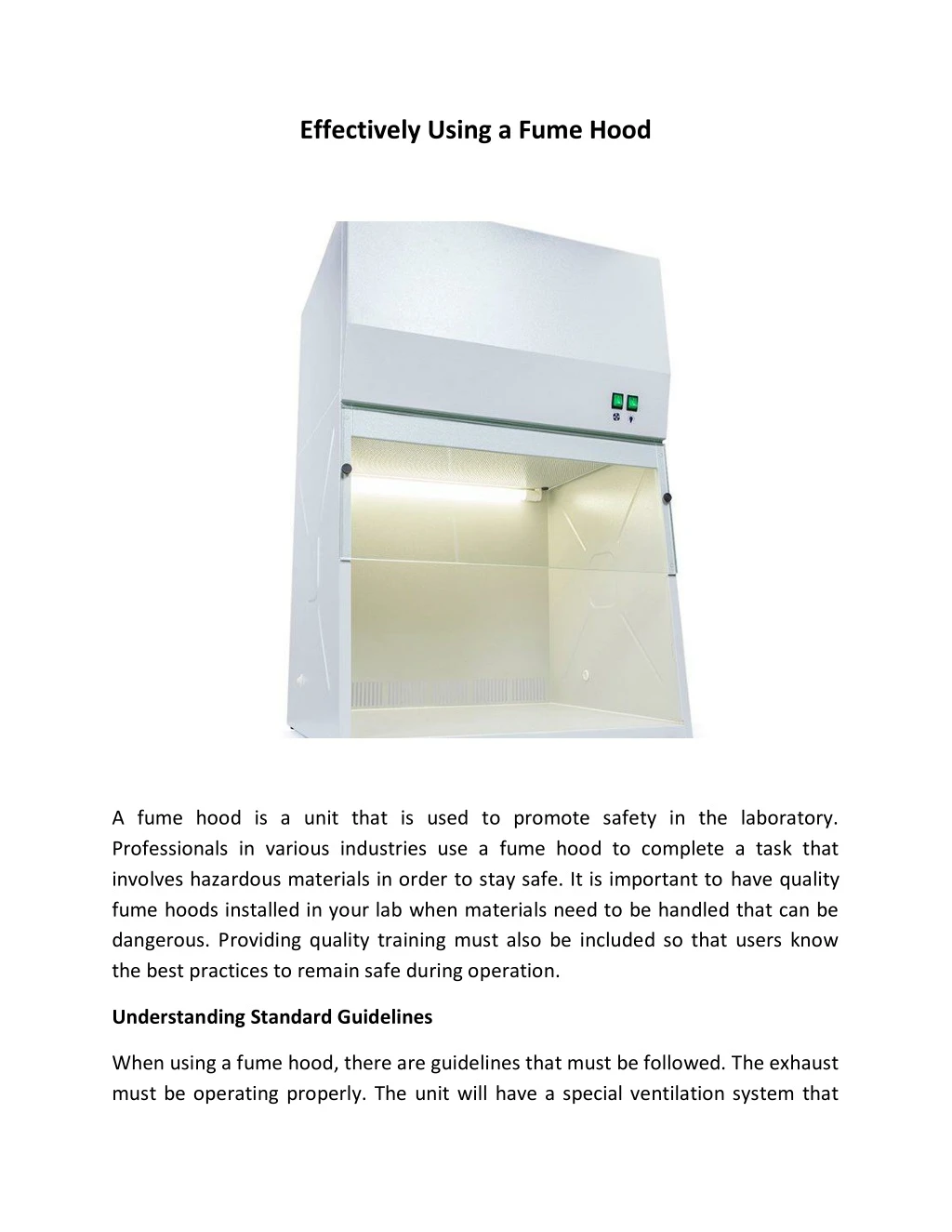 effectively using a fume hood