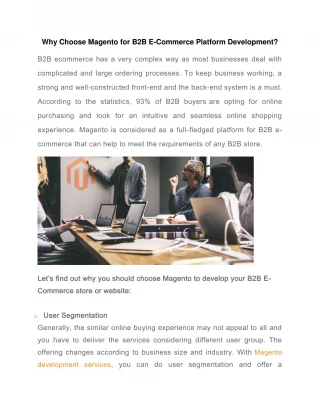 Why Choose Magento for B2B E-Commerce Platform Development? - slide 1