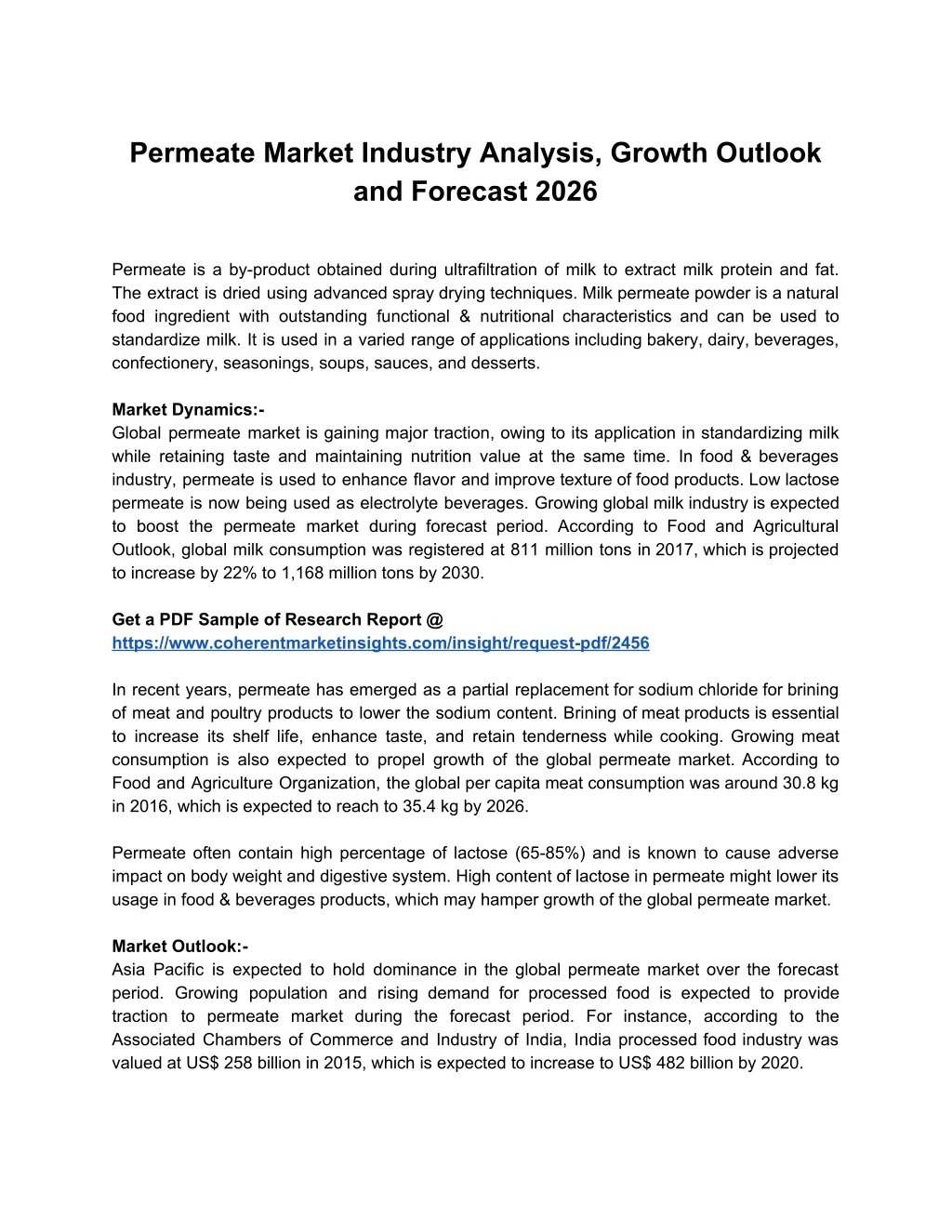 permeate market industry analysis growth outlook