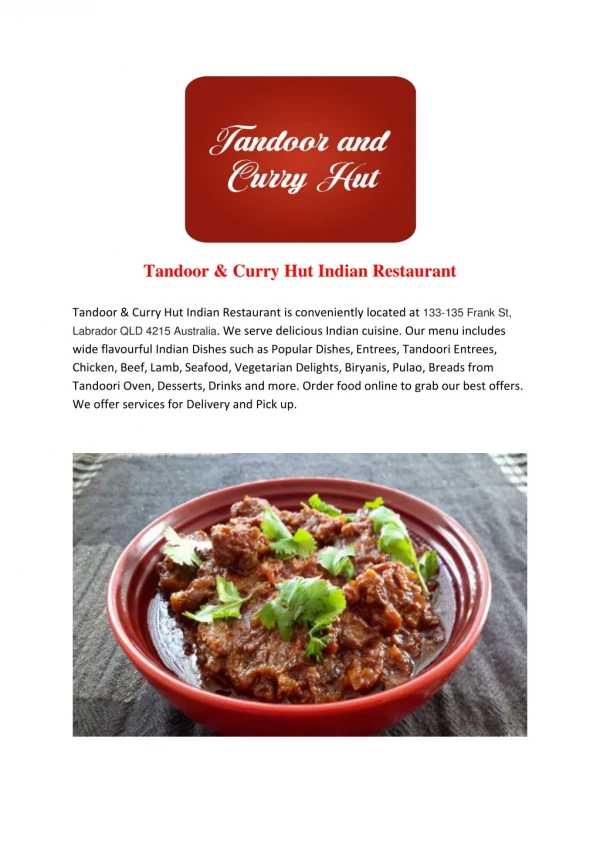 Tandoor & Curry Hut Indian Restaurant- Order Indian food online