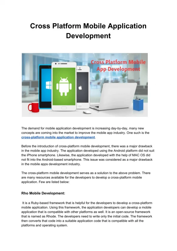 cross platform mobile application development