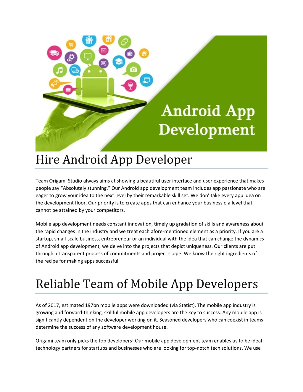 hire android app developer team origami studio