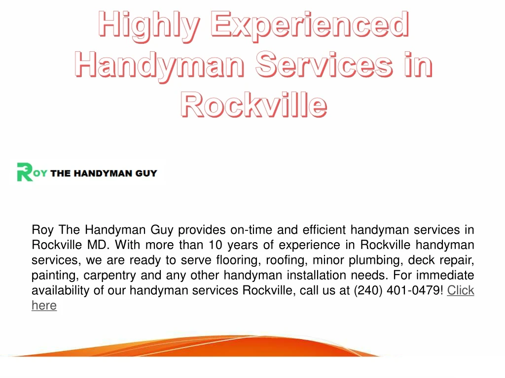 roy the handyman guy provides on time