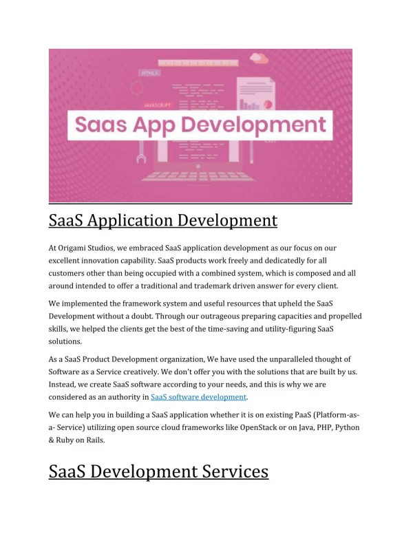SaaS Application Development