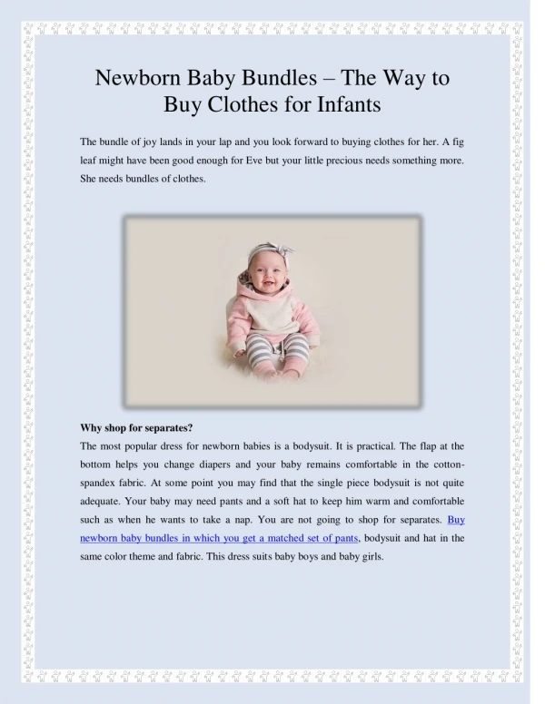 Newborn Baby Bundles – The Way to Buy Clothes for Infants