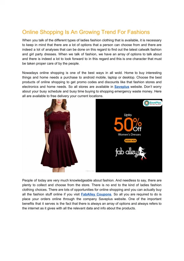 Online Shopping Is An Growing Trend For Fashions
