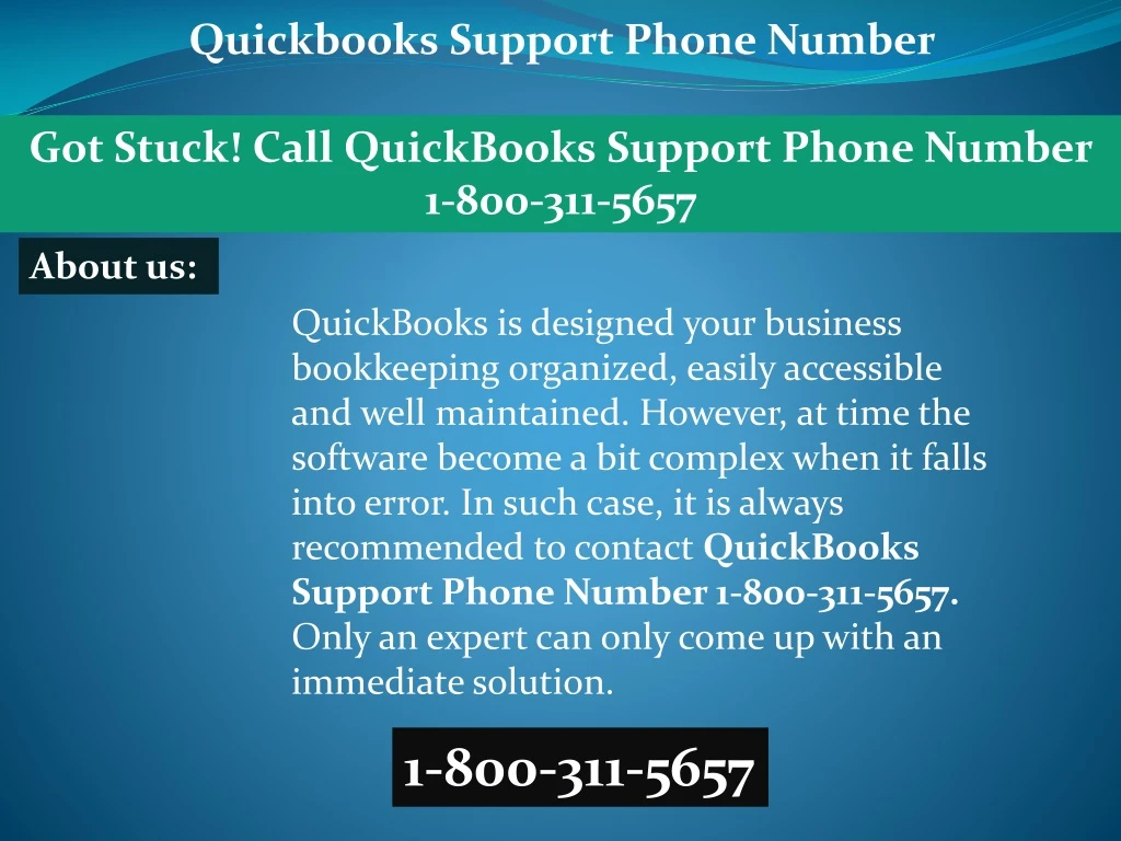 quickbooks support phone number