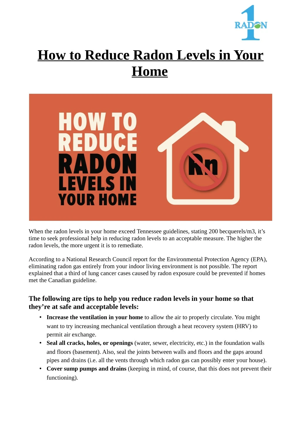 how to reduce radon levels in your home