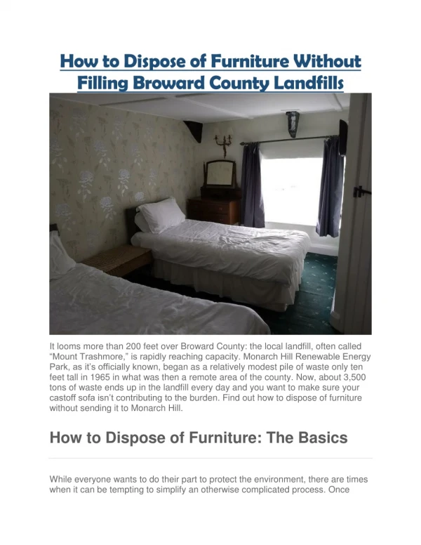 How to Dispose of Furniture Without Filling Broward County Landfills