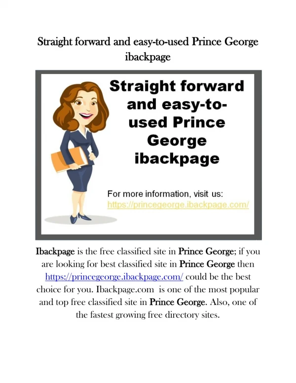 Straight forward and easy-to-used Prince George ibackpage
