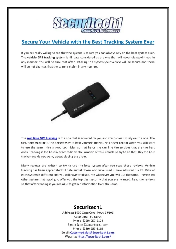 Secure Your Vehicle with the Best Tracking System Ever