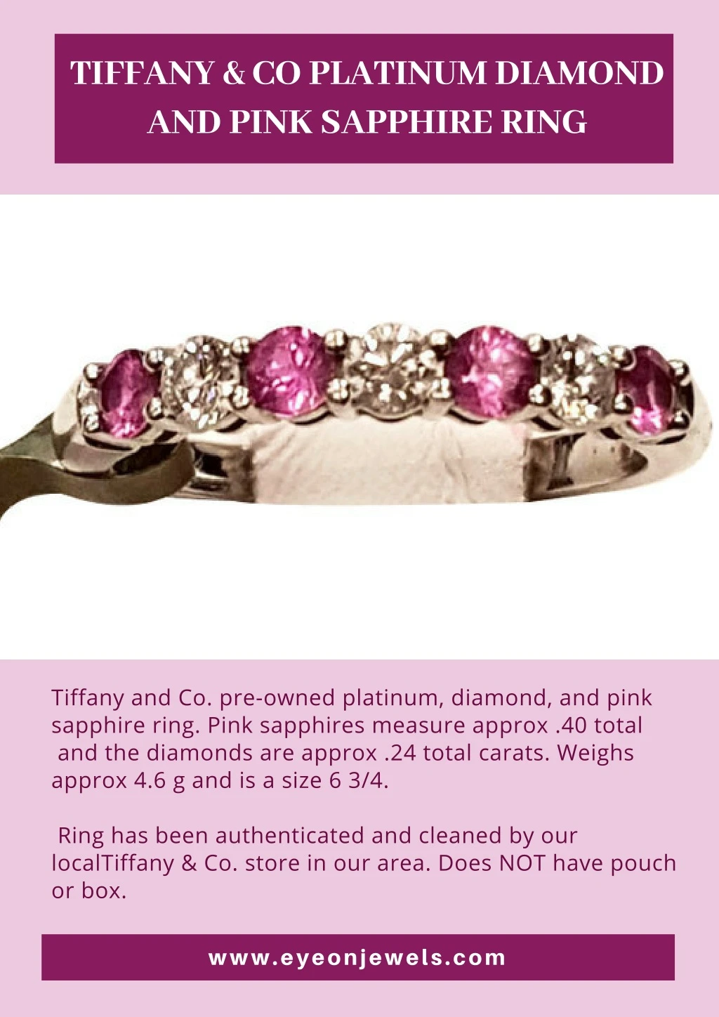 tiffany co platinum diamond and pink sapphire ring