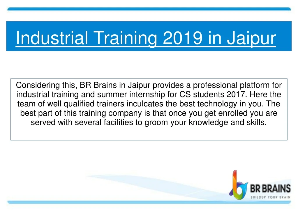 industrial training 2019 in jaipur