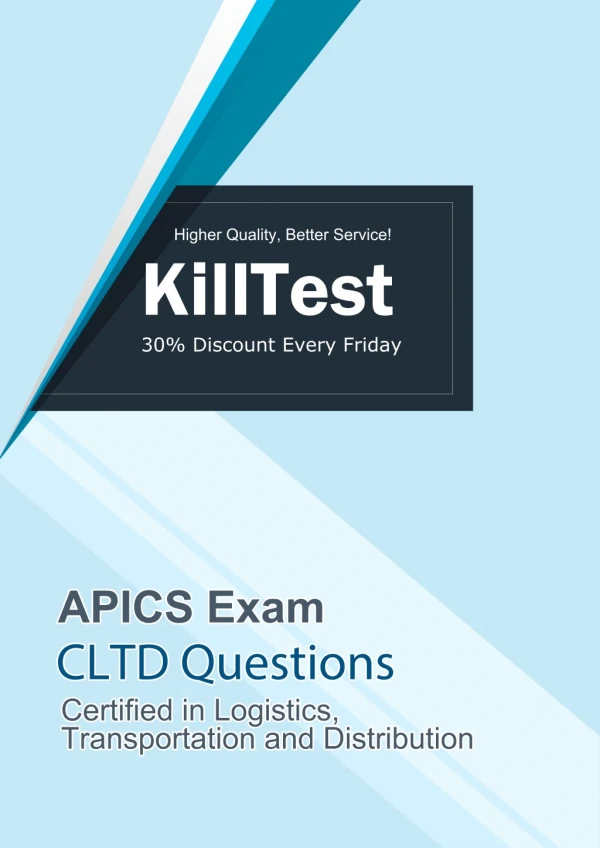 2019 APICS CLTD Practice Exam | Killtest