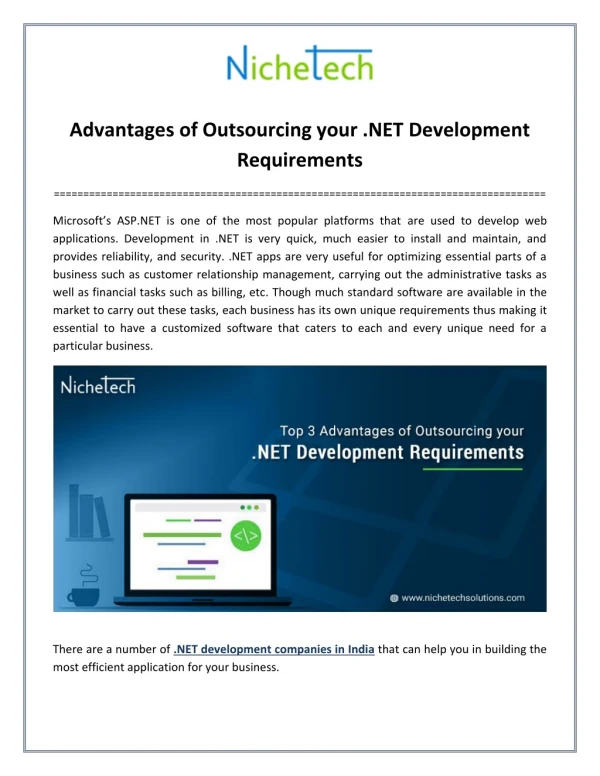 Advantages of Outsourcing your .Net Development Requirements