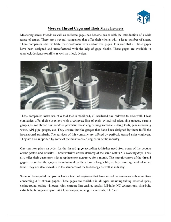 More on Thread Gages and Their Manufacturers