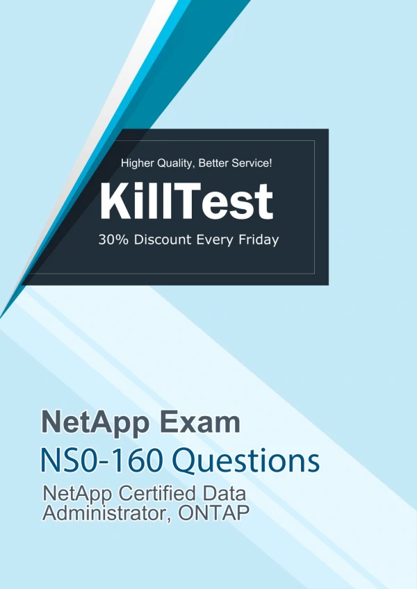 2019 NetApp NS0-160 Practice Exam | Killtest