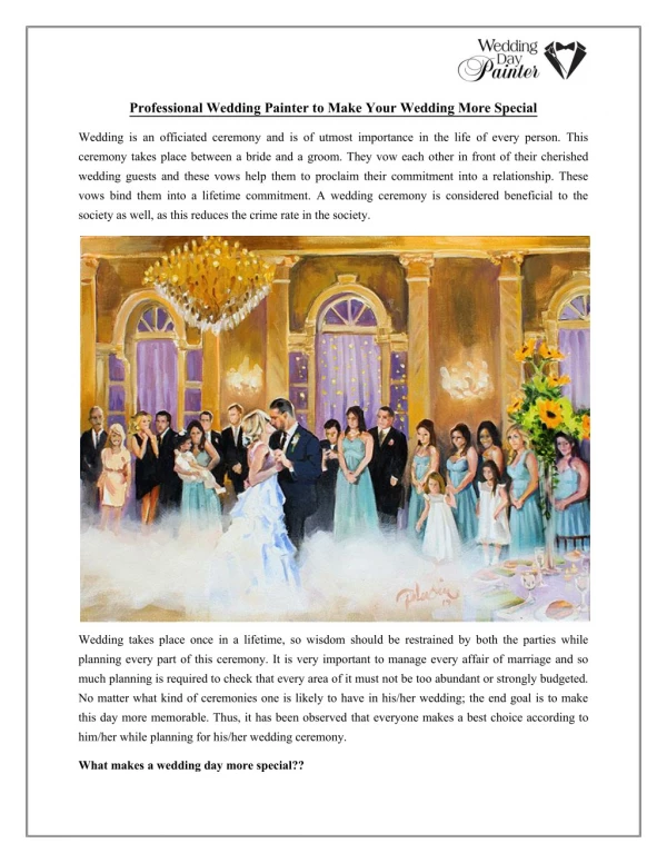 Professional Wedding Painter to Make Your Wedding More Special