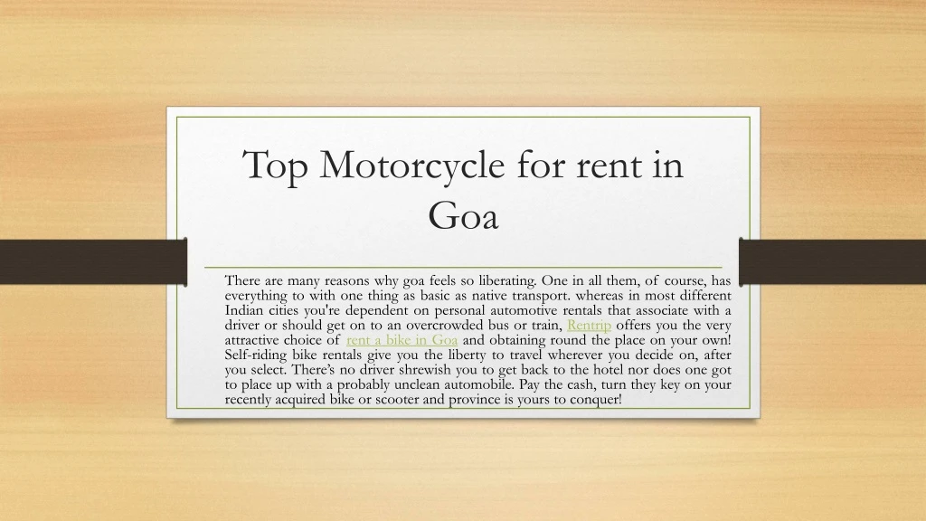 top motorcycle for rent in goa